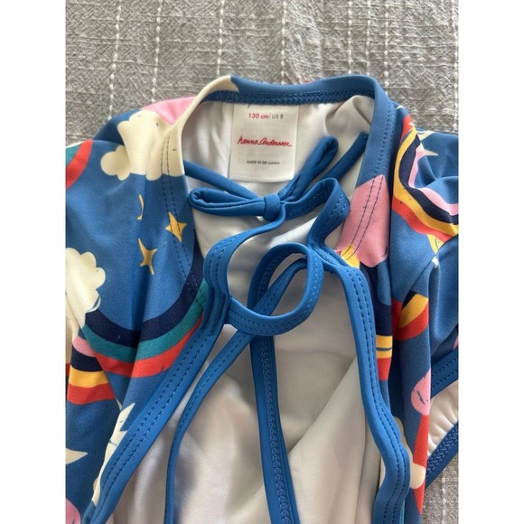Hanna Andersson Girls size 8 Swim Suit Blue with Rainbows - Picture 6 of 7